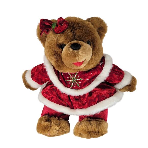 Christmas Bear Plush Set 14" Boy Girl Red Outfit Stuffed Animal Toy Dan Dee 2005 - Picture 2 of 16